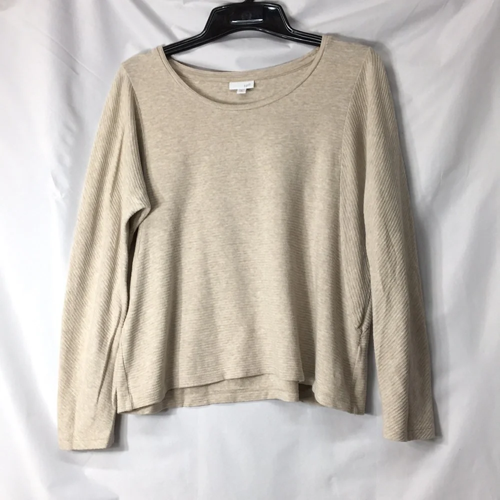 J. Jill Women’s Cream Stripe Lightweight Sweater Size MP Like-NEW Condition